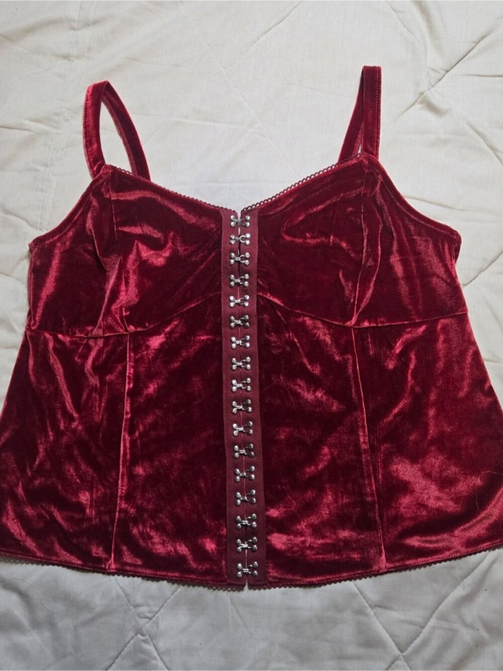 Torrid Nightfall Burgundy Velvet Hook & Eye Cami Tank Top – Size 1 (1X)